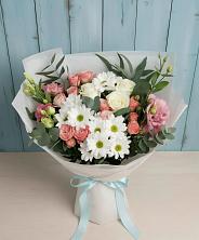 Букет цветов из:  Розы, Лизиантусы и Хризантемы в Бережки