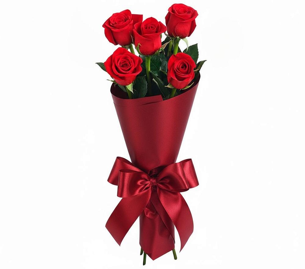 Букет 5 Красных роз Эдлесс Лав в Бережки