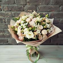 Букет цветов из:  Альстромерии, Розы и Хризантемы в Бережки
