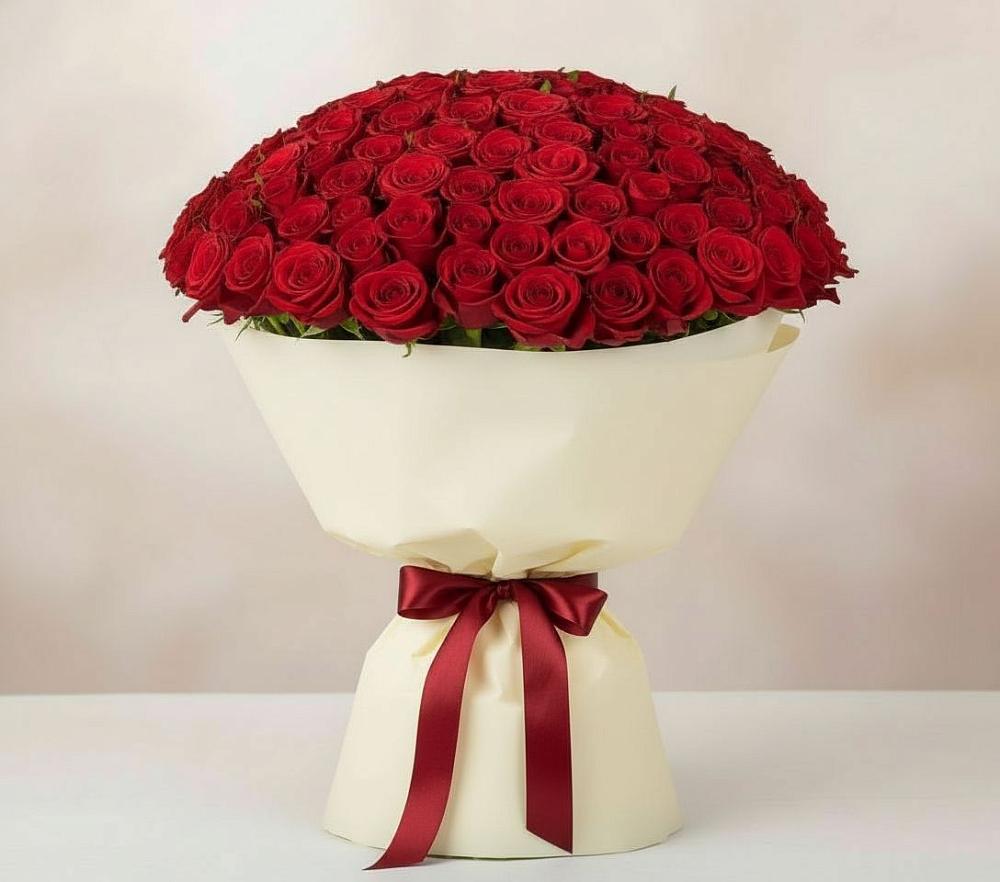 Букет 101 Красная роза Милано в Бережки
