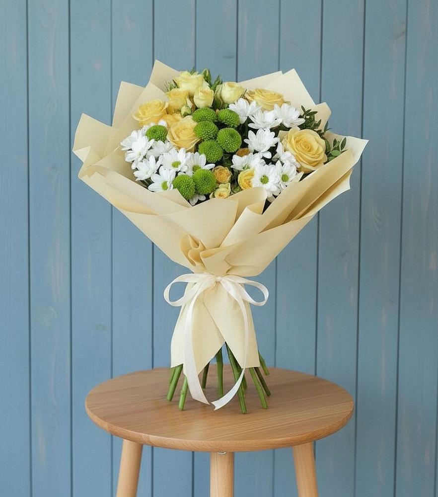 Букет цветов из: Хризантемы и Розы в Бережки