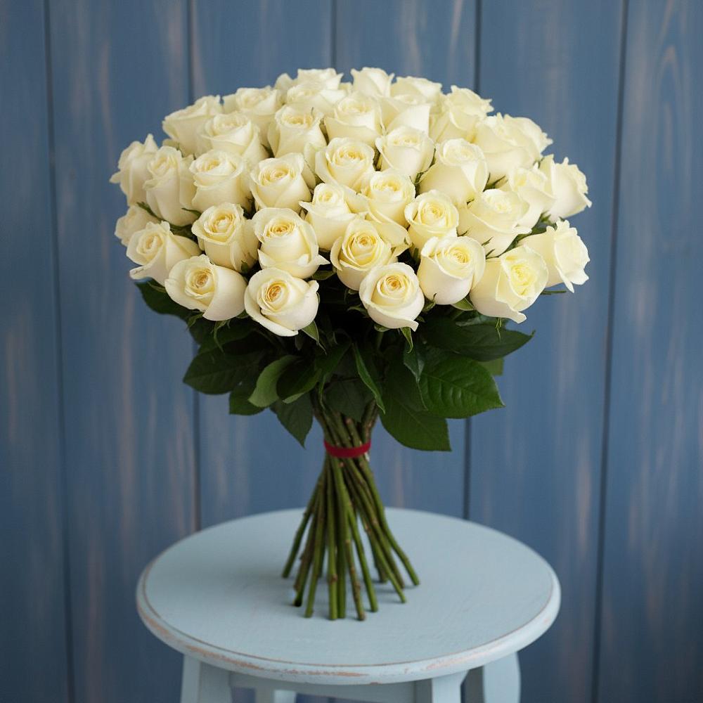 Букет 51 Белая роза Эдлесс Лав в Бережки