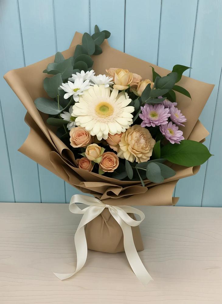 Букет цветов из: Герберы и Хризантемы в Бережки