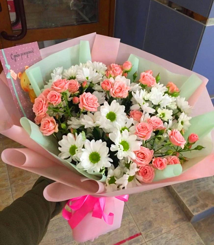 Букет цветов из: Розы и Хризантемы в Бережки