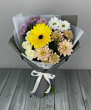 Букет цветов из:  Розы, Герберы и Хризантемы в Бережки