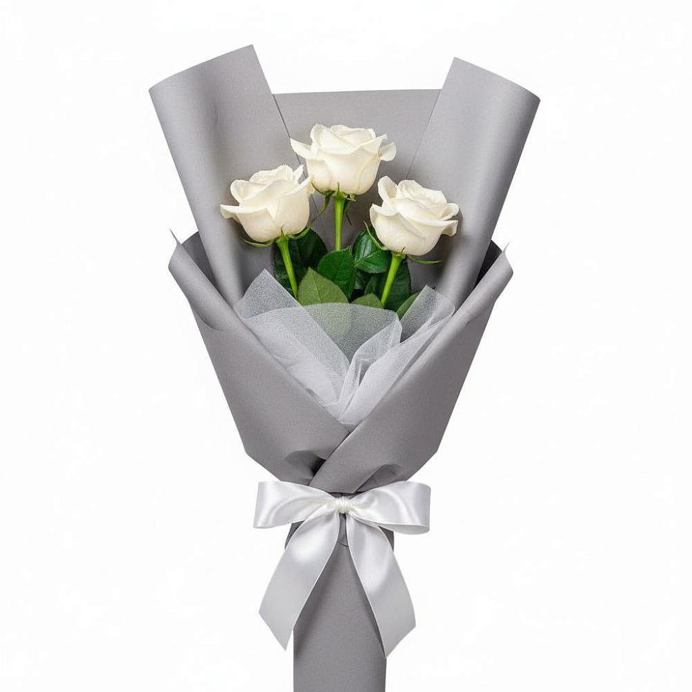 Букет 3 белые розы в Бережки