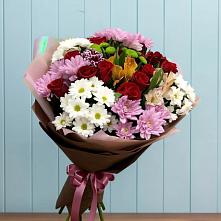 Букет цветов из:  Розы, Хризантемы и Альстромерии в Бережки