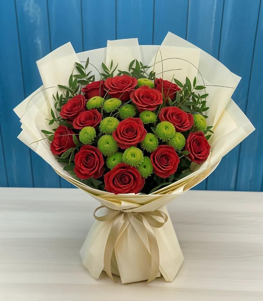 Букет цветов из: Розы и Хризантемы в Бережки